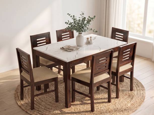 Deuba Premium Quality 6 Seater Dining Table Set For Living Room Solid Wood 6 Seater Dining Set