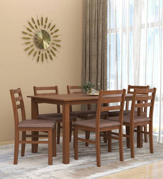 Mintwud from Pepperfry Seattle Rubber Wood 6 Seater Dining Set For Living Room/Home Solid Wood 6 Seater Dining Set