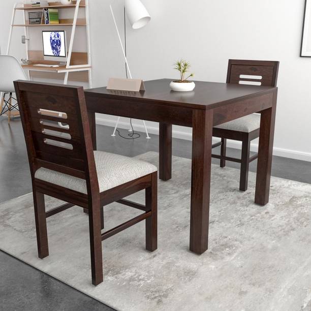 TRUE FURNITURE Sheesham Wood Dining Table Set with 2 Chairs for Living Room (Chestnut Finish) Solid Wood 2 Seater Dining Set
