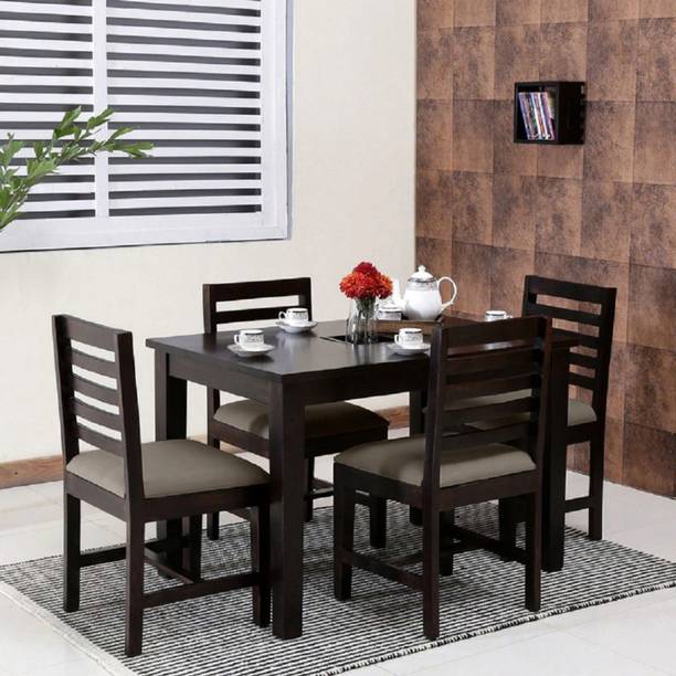 Taskwood Furniture Solid Wood Sheesham Wood 4 Seater Dining Table With 4 Chairs For Dining Room Solid Wood 4 Seater Dining Set