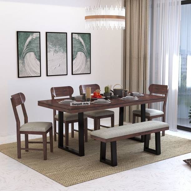 Ganpati Arts Sheesham Wood Dining Set/Wooden 6 Seater Dining Set For Home Solid Wood 6 Seater Dining Set