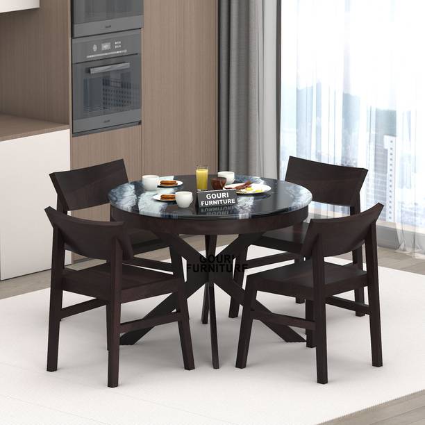 Gouri Furniture Sheesham Solid Wood 4 Seater Dining Set | Dining Table | Solid Wood 4 Seater Dining Set