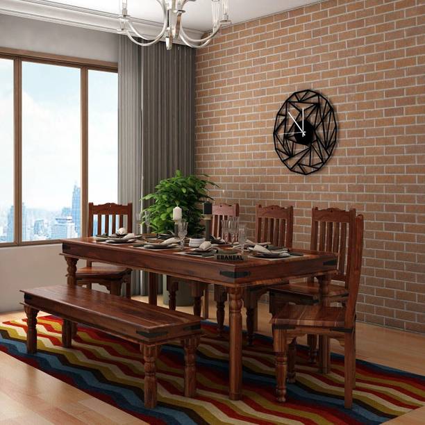 WOODENJOY Sheesham Wood 8-Seater Dining Set with Table and Chairs for Dining room/Home Solid Wood 8 Seater Dining Set