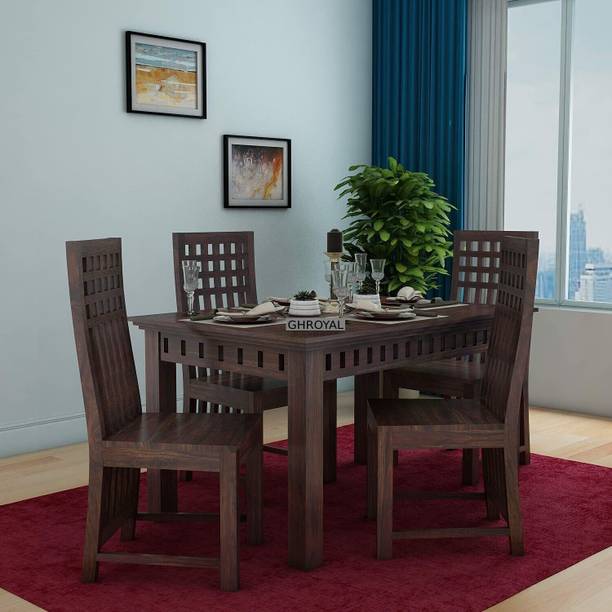 GOYALINTERIOR Sheesham Wood 4 Seater Dining Table with Chairs For Home/Hotel/Livingroom Solid Wood 4 Seater Dining Set
