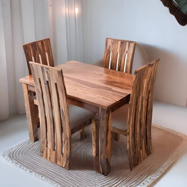PR FURNITURE Solid Sheesham Wood Four Seater Dining Set For Dining Room/ Hotel/ Kitchen Solid Wood 4 Seater Dining Set