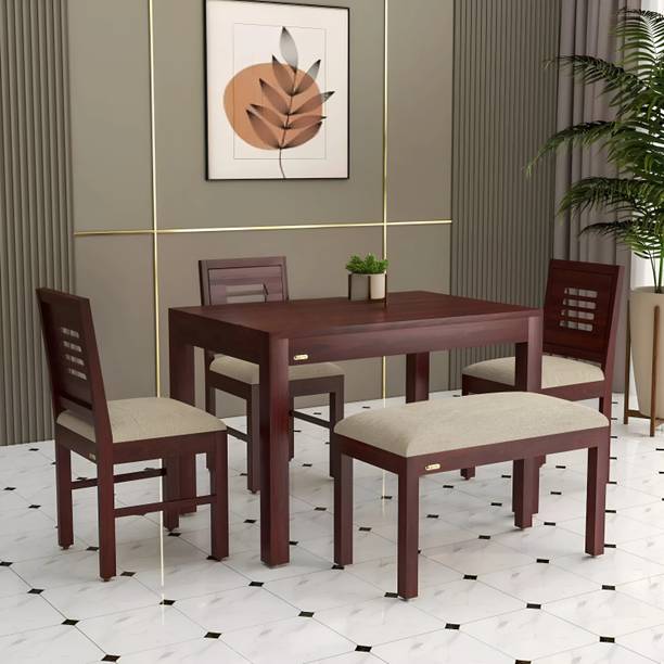 PR FURNITURE Solid Sheesham Wood Four Seater Dining Set For Dining Room/ Kitchen/ Solid Wood 4 Seater Dining Set