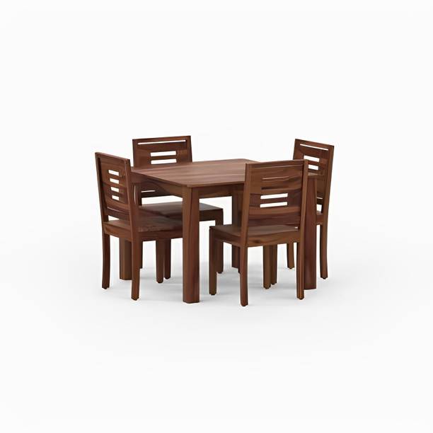 LOONART Solid Sheesham Wood Four Seater Dining Set For Dining Room, Café. Solid Wood 4 Seater Dining Set