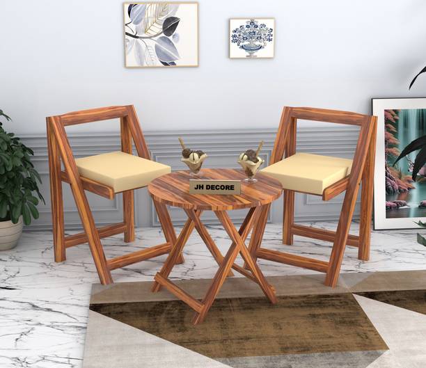 Jh Decore Solid Sheesham Wood Two Seater Folding Patio Dining Set For Outdoor/ Indoor || Solid Wood 2 Seater Dining Set