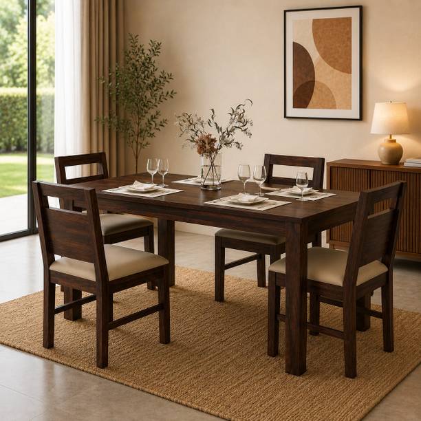Devsignature Sheesham Wood Dining Table Set/Wooden 4 Seater Dining Set For Home Solid Wood 4 Seater Dining Set