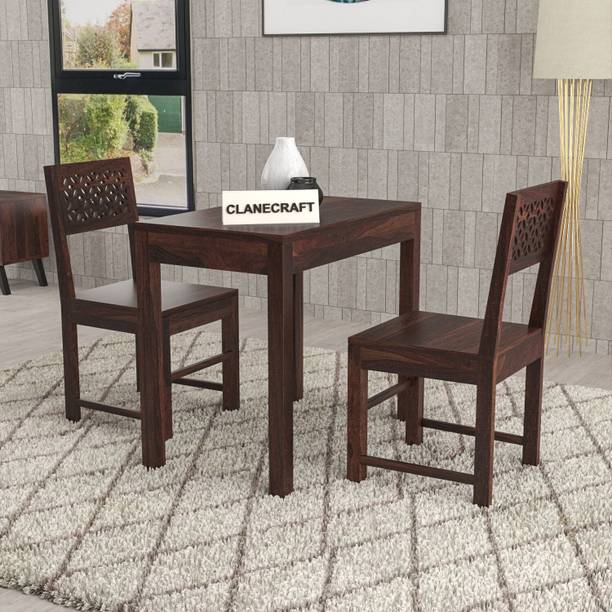 CLANECRAFT Solid Sheesham Wood Two Seater Dining Set For Dining Room/ Hotel | Solid Wood 2 Seater Dining Set