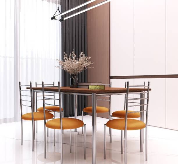 Anishwar Indoor & Outdoor Dining Room and Living Room Set Metal 6 Seater Dining Set