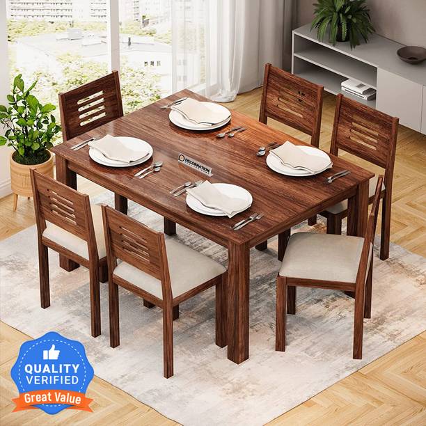 DecorNation Juliana Solid Wood 6 Seater Dining Set