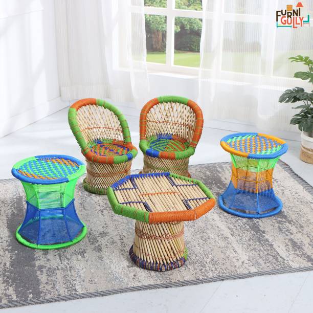 FurniGully Outdoor & Indoor Living Room Set Plastic 4 Seater Dining Set