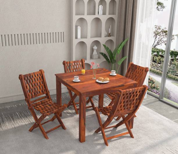 Flipkart Perfect Homes Sheesham Wood Four Seater CNC Designed Dining Set For Dining Room/ Restaurant || Solid Wood 4 Seater Dining Set