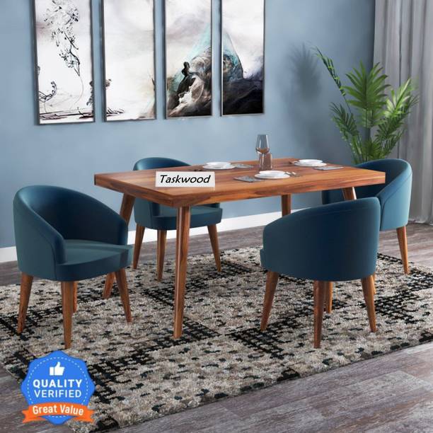 Taskwood Furniture Premium Dining Room Furniture Wooden Dining Table with 4 Chairs Solid Wood 4 Seater Dining Set