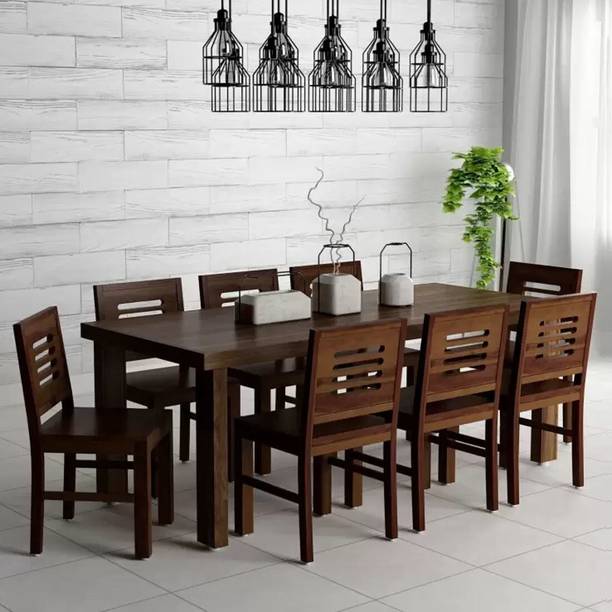 Taskwood Furniture Solid Wood Sheesham Wood 8 Seater Dining Table With 8 Chairs For Dining Room| Solid Wood 8 Seater Dining Set
