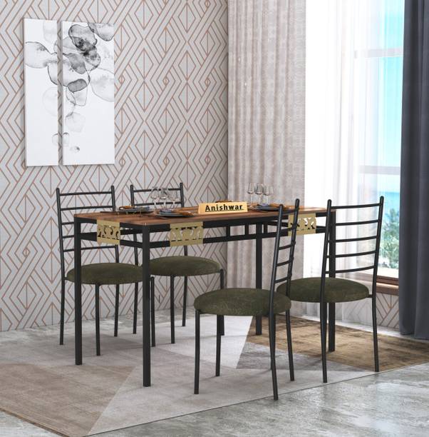 Anishwar Indoor & Outdoor Dining Room and Living Room Set Metal 4 Seater Dining Set