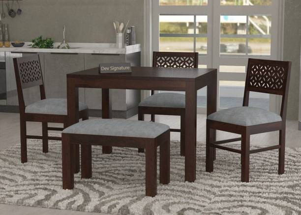 Devsignature Solid Sheesham Wood Four Seater Dining Set For Kitchen , Hotel , Restaurant Solid Wood 4 Seater Dining Set