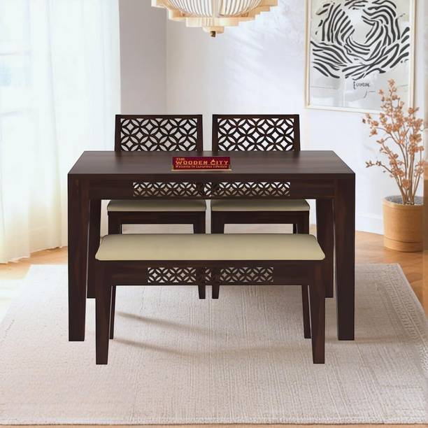 UK FURNITURE Rosewood (Sheesham) Dining Room Set Solid Wood 4 Seater Dining Set