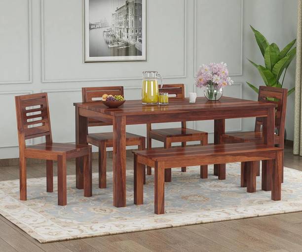 DRYLC FURNITURE Sheesham Wood Six Seater Dining Set For Dining Room/ Hotel/ Kitchen/ Restaurant Solid Wood 6 Seater Dining Set