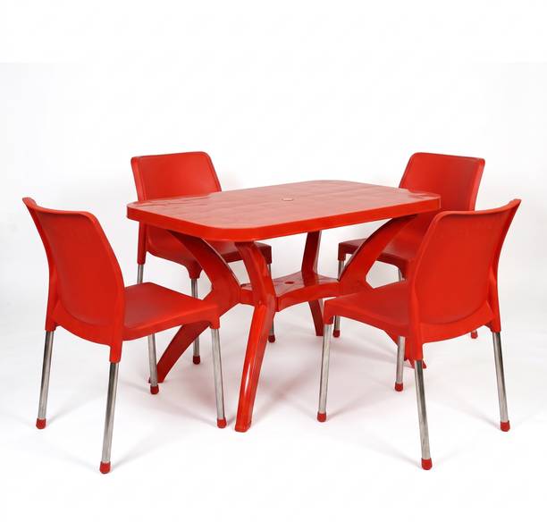 TrendyLivings 4 Seater Dining Table with 4 Chair for Home, Cafe, Restaurant, Garden & Hotel Plastic 4 Seater Dining Set
