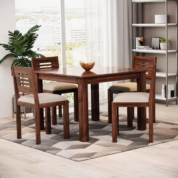 LOONART Solid Wood Dining Set|Dining Table Chair Set|Dining Set For 4|Wooden Dining Set| Solid Wood 4 Seater Dining Set