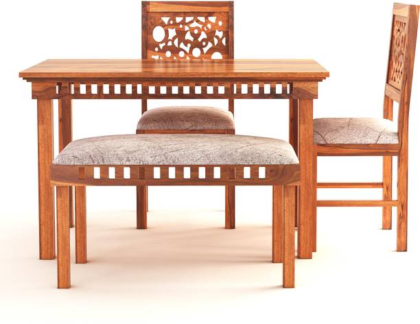 MoonWooden Sheesham Wood Dining Table Solid Wood 4 Seater Dining Set Solid Wood 4 Seater Dining Set