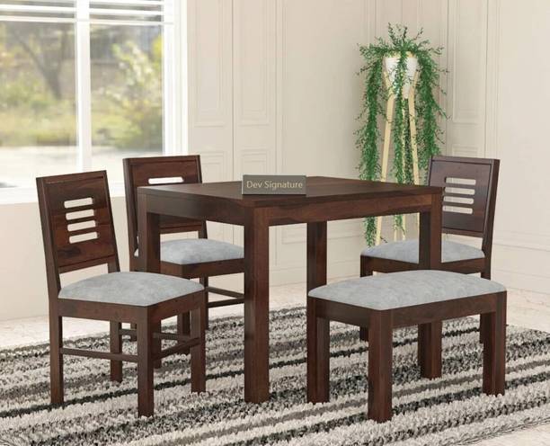 Devsignature Solid Sheesham Wood Four Seater Dining Set For Kitchen , Hotel , Restaurant Solid Wood 4 Seater Dining Set