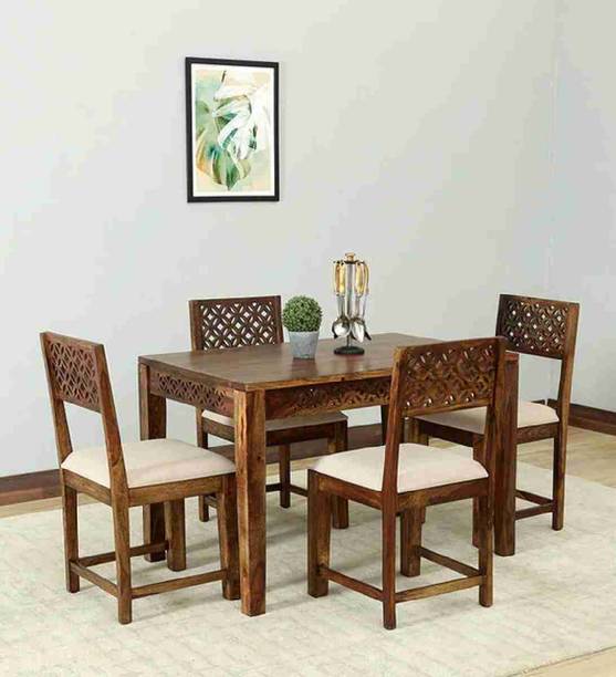 Sarswati Furniture Solid Wood 4 Seater Dining Table With 4 Chairs Dining Room Furniture/Hotel Solid Wood 4 Seater Dining Set