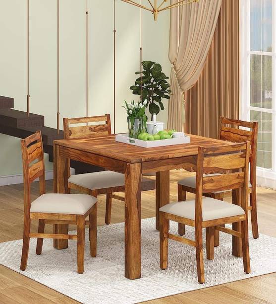 SWANGIA ART Sheesham Wood 4 Seater Dining| Wooden Table Chair Set| Living Room Dining Set | Solid Wood 4 Seater Dining Set