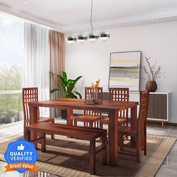 Flipkart Perfect Homes Sheesham ( Rosewood ) Solid Wood 6 Seater Dining Set