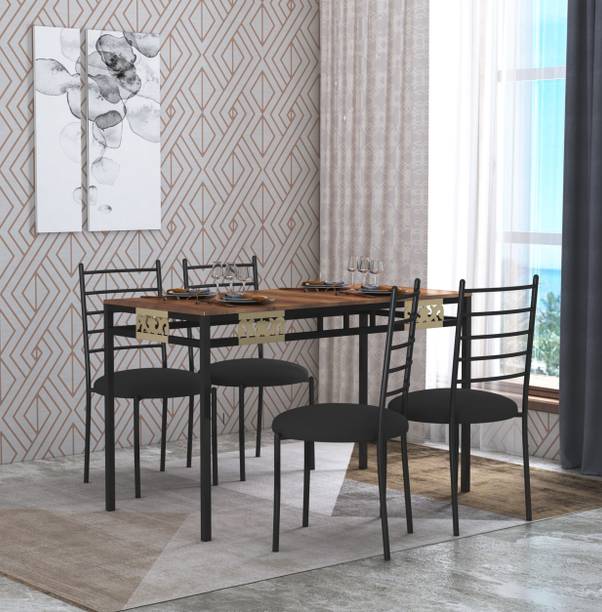 Anishwar Indoor & Outdoor Dining Room and Living Room Set Metal 4 Seater Dining Set
