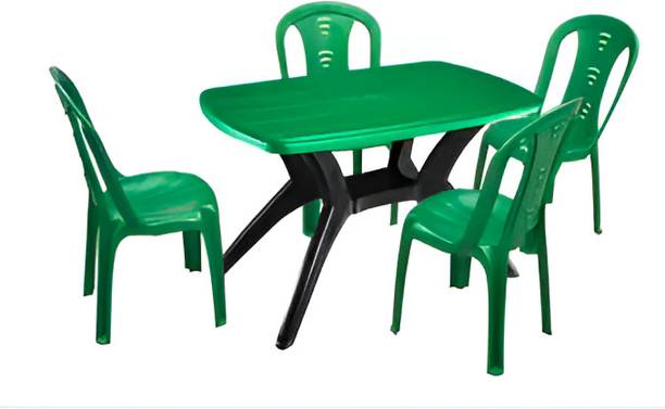 RAMKRISHNA 4 Seater Dining Set for Home Garden Cafeteria Plastic 4 Seater Dining Set