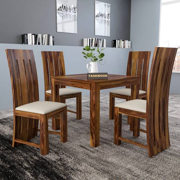 Taskwood Furniture Solid Sheesham Wood Four Seater Dining Set For Dining Room, Restaurant Solid Wood 4 Seater Dining Set
