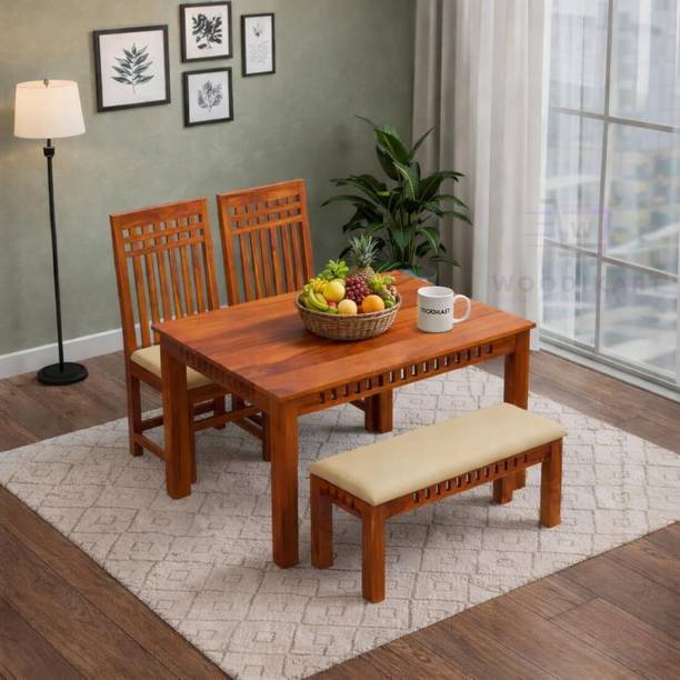 UK FURNITURE Solid Wood 4 Seater Dining Set