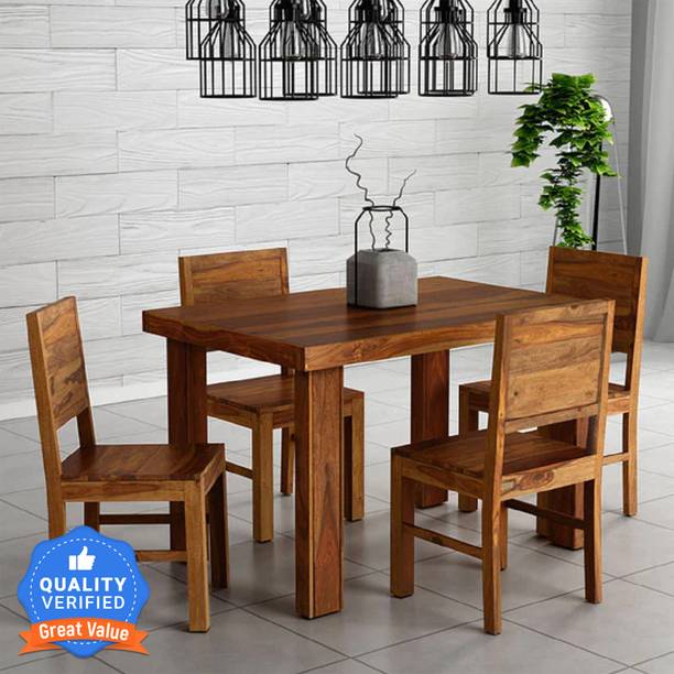 Allie Wood Rosewood (Sheesham) Solid Wood 4 Seater Dining Set