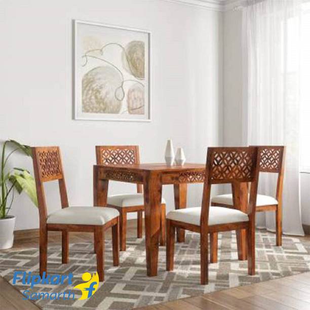 Divine Arts Solid Wood 4 Seater Dining Table With 4 Chairs Dining Room Furniture/Hotel Solid Wood 4 Seater Dining Set