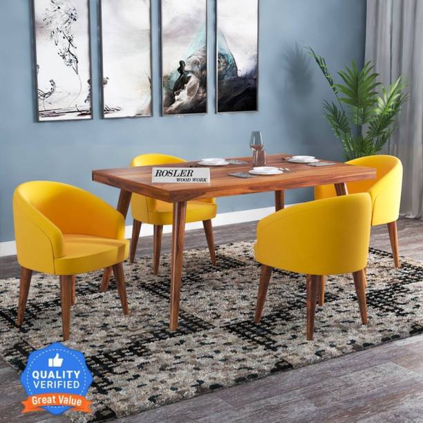 ROSLER WOOD WORK Four Seater Premium Dining Set Solid Wood 4 Seater Dining Set