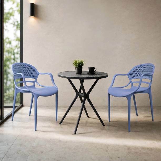 Diya Bingo Round and Sunset Dining Table Set for Home Garden Cafeteria Restaurant Plastic 2 Seater Dining Set