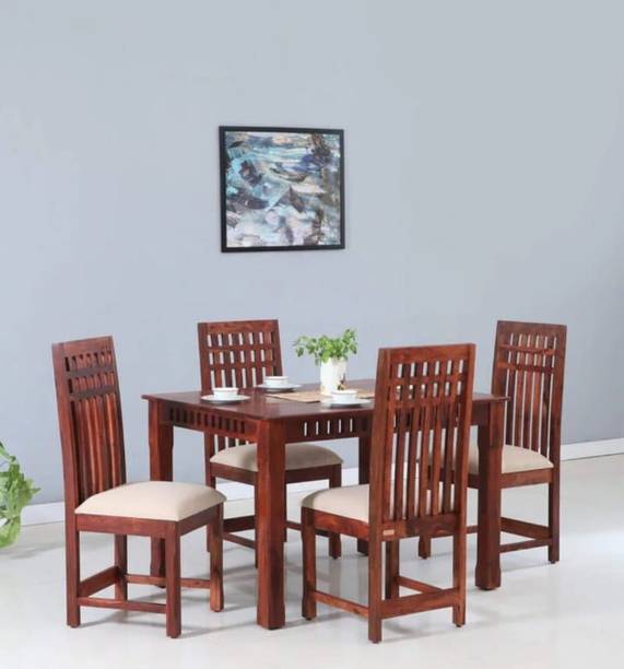 Devsignature Solid Sheesham Wood Four Seater Dining Set For Kitchen , Hotel , Restaurant Solid Wood 4 Seater Dining Set