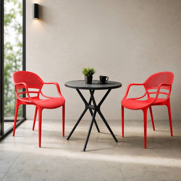 Diya Bingo Round and Sunset Dining Table Set for Home Garden Cafeteria Restaurant Plastic 2 Seater Dining Set