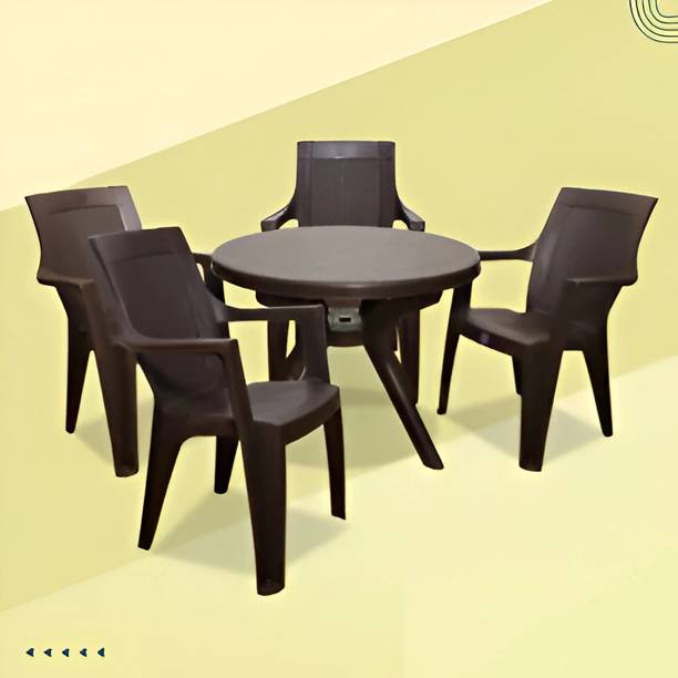 AVRO Alfa Round Table with 7756 Chair for Dining, Cafe, Outdoor Seating Plastic 4 Seater Dining Set