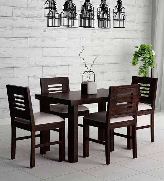 SWANGIA ARTS Solid Sheesham Wood Four Seater Dining Set For Dining Room/ Kitchen | Solid Wood 4 Seater Dining Set