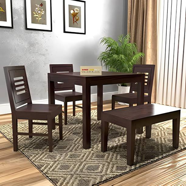 Shree Jeen Mata Enterprises Solid Wood 4 Seater Dining Set With 3 Chair And 1 Bench For Dining Room Solid Wood 4 Seater Dining Set