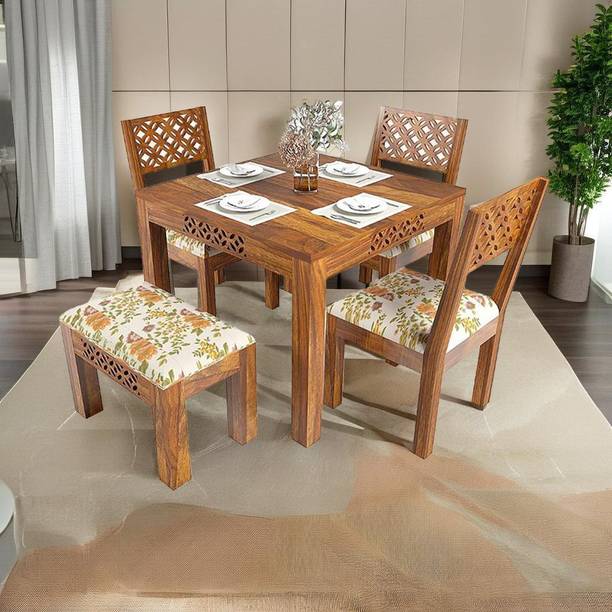 Custom Decor Solid Wood 4 Seater Dining Set