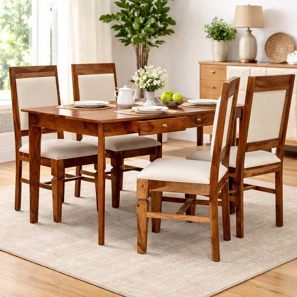 WoodenPoint Solid Wood 4 Seater Dining Set
