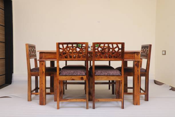 Cherry Wood Rosewood (Sheesham) Solid Wood 6 Seater Dining Set