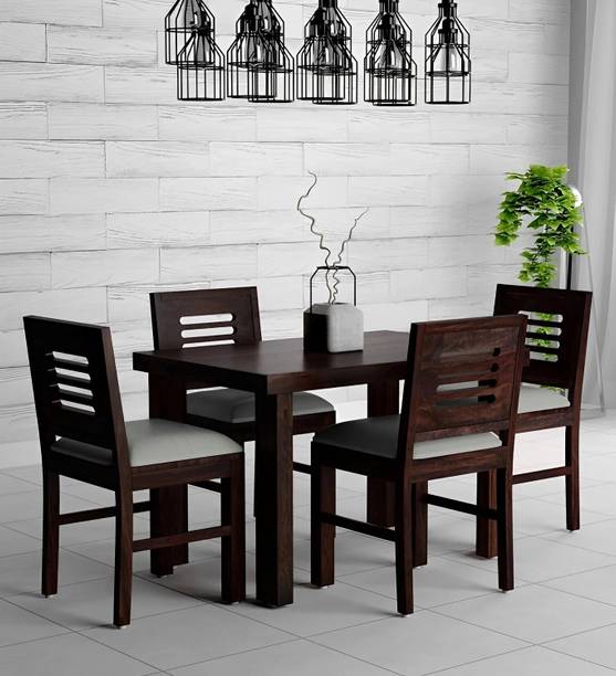 LOONART Solid Sheesham Wood Four Seater Dining Set For Dining Room, Café. Solid Wood 4 Seater Dining Set