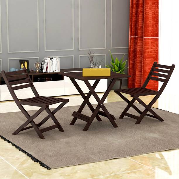 FLIPWOOD Solid Sheesham Wood Foldable Patio Dining Table 2 Seater Set for Home Solid Wood 2 Seater Dining Set