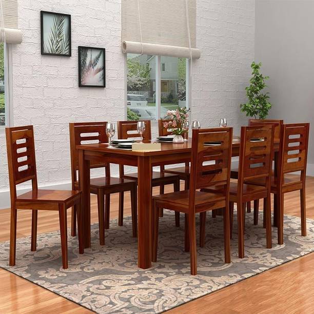Taskwood Furniture Solid Wood Sheesham Wood 8 Seater Dining Table With 8 Chairs For Dining Room| Solid Wood 8 Seater Dining Set
